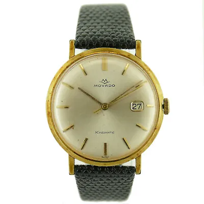 Movado Kingmatic Silver Dial 28 Jewels Automatic 14k Yellow Gold Mens Watch • $750
