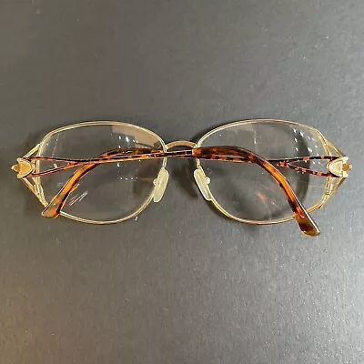 Vintage CHRISTIAN DIOR Gold Tone Tortoise Metal Oval Glasses - Frames Only • $36.50