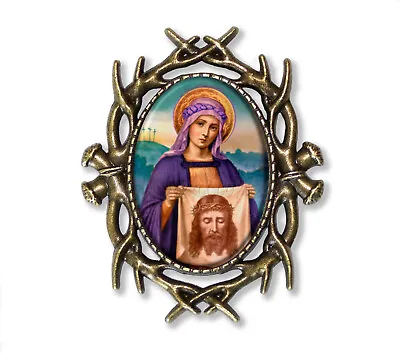 St. Veronica Of The Veil Religious Spiritual Oval Thorn BROOCH Pin Jewelry • $12.57