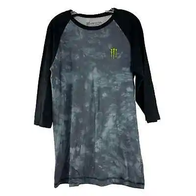 Monster Energy Performance Apparel T Shirt XL Gray Black Raglan 3/4 Sleeve USA  • $24.99