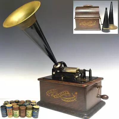 Rare Antique Circa 1900s Thomas Edison Standard Phonograp 17 Wax Tubes J1951 • $5680.79