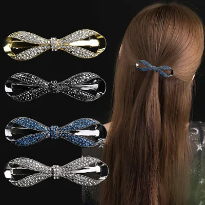 £3.29 • Buy Women Bow Tie Crystal Rhinestone Hair Clip Barrette Hairpin Clips Ponytail Hair