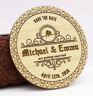 20 Save The Date Wooden Magnet Custom Engraved Wooden Magnet Rustic-pfs • $81.39