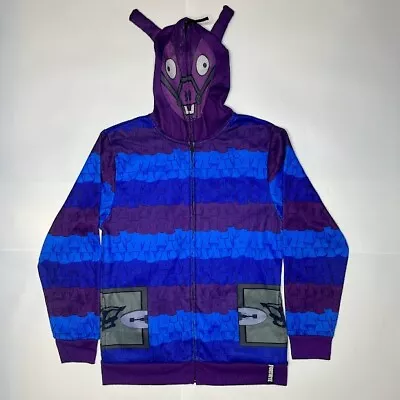 Fortnite Llama Costume Zip-Up Hoodie With Mask Kids XL Purple Blue Horns Pockets • $16.99