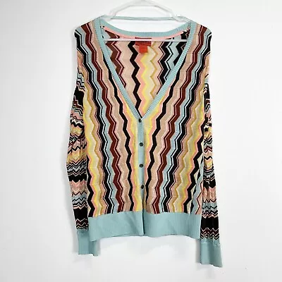 Missoni For Target Cardigan Sweater Womens Size Large Multicolor Knit Zig Zag • $33.58