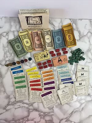 Vintage 1954 Monopoly Game Parker Brothers W/ Wood Pieces NO Board Or Dice • $14.99