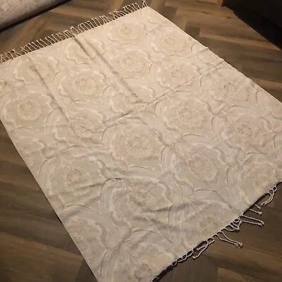 BHS Paisley Type Design Throw - Cream/Taupe 125cm X 150cm With Tassels • £14.99
