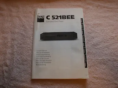 Nad C 521bee C521bee Compact Disc Player CD Player Owners Manual Only • $9.99