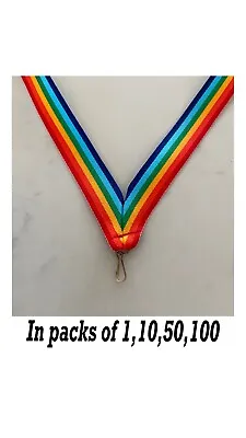 Rainbow Medal Lanyard Ribbons With Clip Woven In Packs Of 11050100 • £3.32