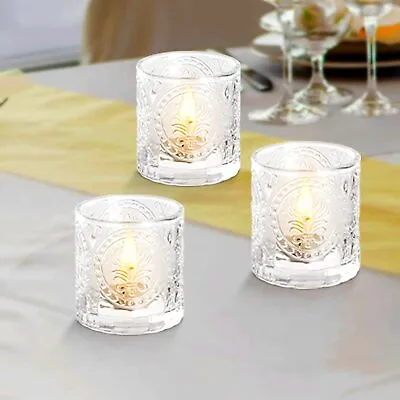 Glass Votive Candle Holders Bulk Set Of 12 Tea Lights Candle Holder For Wedding • $16.99