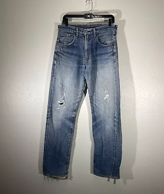 Vintage Levis Jeans 502 Big E Red Tag 1970s 80s 32x34 Selvedge Denim Destroyed • $365.46