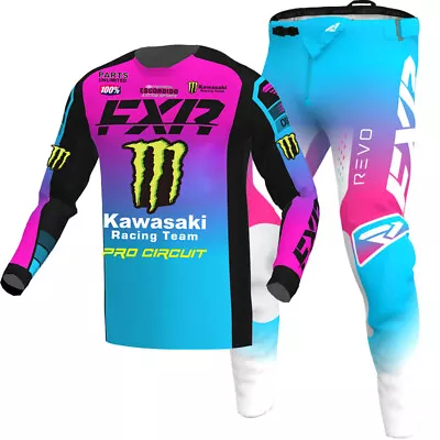 FXR Revo Kawasaki Monster MX Gear Jersey/Pants Combo Motocross ATV Racing Set • $158.99