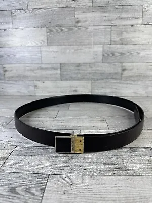 $54.74 • Buy Vintage Yves Saint Laurent YSL Black Leather Gold Buckle Dress Belt Size 36 