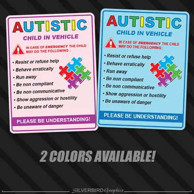 Autistic Child In Vehicle Sticker Decal Autism Awareness Car Truck Window Safety • $3.64