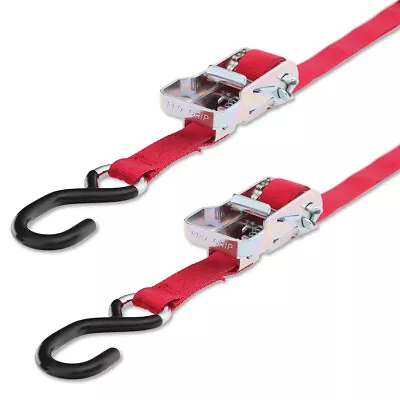 Progrip Powersports Motorcycle Ratchet Tie Down Straps Lab Tested (2 Pack) Red • $19.94