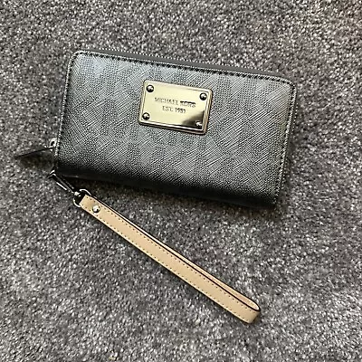 Michael Kors Silver Metallic Mirrored MK Logo Wristlet Wallet • $19.99