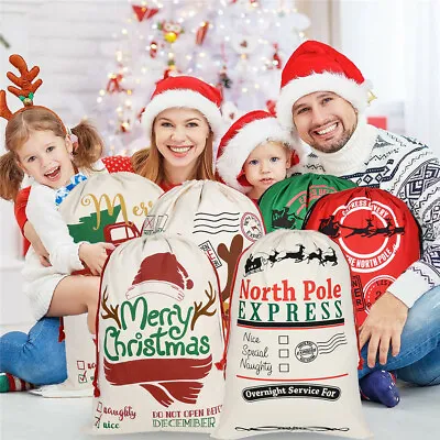 £10.95 • Buy Large Santa Sack Father Christmas Bag Present Xmas Stocking Gift With Drawstring