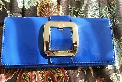 Preowned Michael Kors Sutton Clutch In Blue Patent Leather • $54