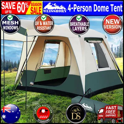 Weisshorn Instant Up Camping Tent 4 Person Pop Up Tents Family Hiking Dome Camp • $183.76