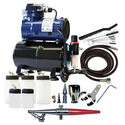 H-300R Paasche Airbrush System W/H-3AS Compressor Extra Bottles & Cleaning Kit • $249