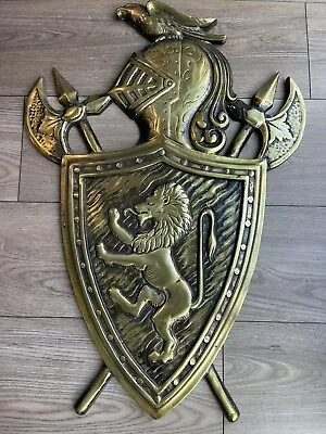 Medieval Vintage Coat Of Arms Lion Knight Metal Plaque • $40