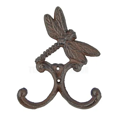 Dragonfly Double Wall Hook Cast Iron Key Towel Coat Hanger Rustic Antique Style • $16.95