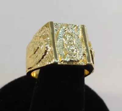 Sizes 8-13 14 Kt Gold Plated Our Lady Of Guadalupe Virgin Mary Nugget Ring- • $11.03