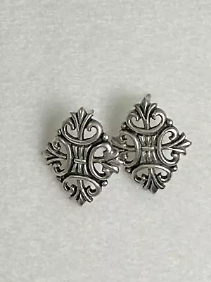 Vintage 925 Silver Celtic Earrings Pierced Diamond Shape Scroll Conservativ Stud • $48.99