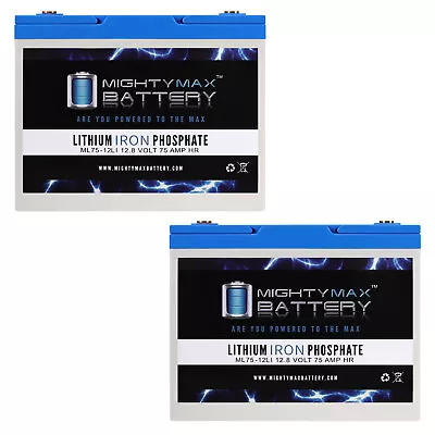 Mighty Max 12V 75AH Lithium Replaces BCI Group 24M Starting Marine RV - 2 Pack • $469.99