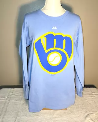 Milwaukee Brewers Graphic Print Long Sleeve T-Shirt By Majestic Size Large • $12.73