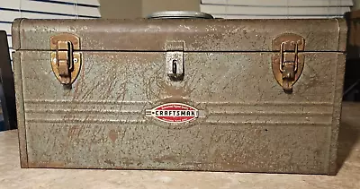 Craftsman Tool Box 20  6512 Gray Metal W/ Tray - Vintage Old Crown Logo • $55.99