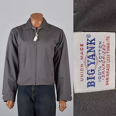 M 1950s Mens NOS Sanforized Gray Big Yank Work Wear Workwear Car Club Jacket 50s • $594