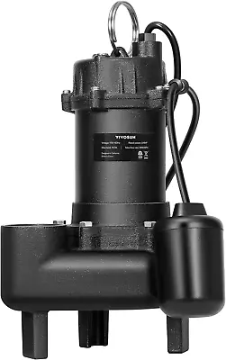 Powerful 3/4 H-P Submersible Sump Pump - 4680 GPH Cast Iron Sewage Pump  • $170.62