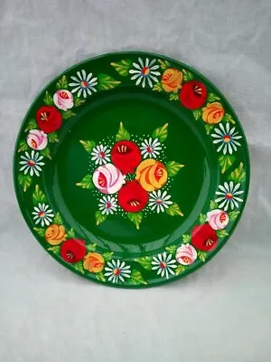 Green Roses And Castles Hand Painted Enamel Dish Barge Ware #02 • £16