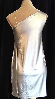 £19.99 • Buy Wet Look Metallic Silver Stripper Lap Dance Party Dress XS S M 8 10 12 New