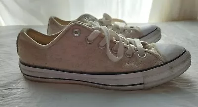 Converse Used Chuck Taylor All Star Women's 9 Low Glitter Wedding Light Gold • $27