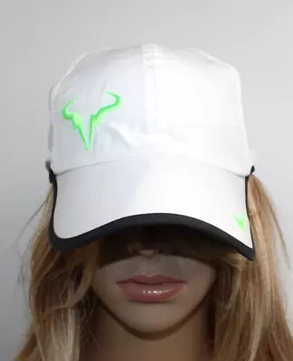 NIKE Dri-Fit Featherlight Rafa Nadal Bull Adult Adj Hat  WHITE Neon Green RARE • $49.99