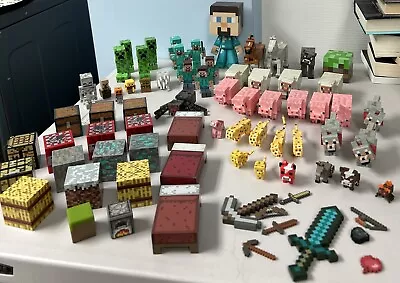 LOT Of 74 Minecraft Mixed Toy Action Figures Blocks Animals Accessories • $64.99