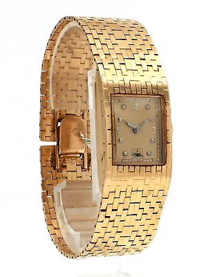 VINTAGE PAUL DITISHEIM SOLVIL LUCIEN PICCARD 14K ROSE GOLD WIDE WATCH 65.5g • $4898