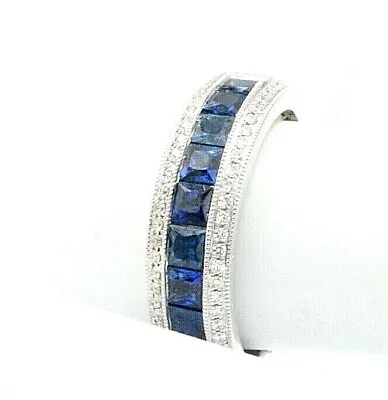 $1799 • Buy Natural 1.63 Carat Corn Flower Blue Sapphire Diamond Wedding Band Ring 14K Gold