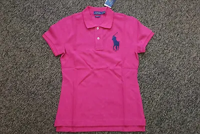 New Polo Ralph Lauren Women's SKINNY FIT Big Pony Polo Shirt - PINK - Size XS • $19.95