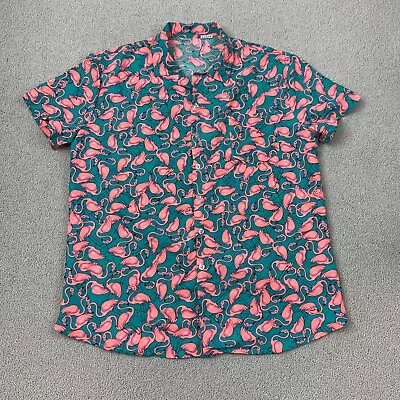 Flamingo Button-Up Shirt Men's XXL 2XL Short Sleeve Multicolor • $18.95