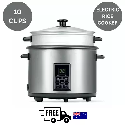 Rice Cooker 10 Cups Electric Portable Rice Steamer Non-stick Bowl Large Handles • $54.95