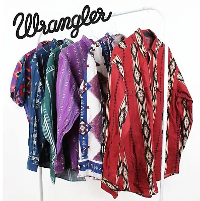 UPDATED CLEARANCE WRANGLER Shirts Western Aztec Cowboy Navajo Festival SALE • £19.99