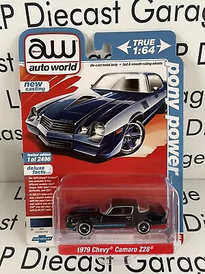 AUTO WORLD 1979 Chevrolet Camaro Z28 Dark Blue Poly Limited Edition 1:64 Diecast • $12.99