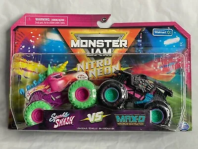 Spin Master Monster Jam Nitro Neon Sparkle Smash Vs Max-d New Free Shipping • $16.25