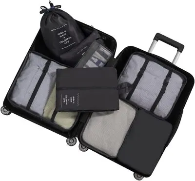 $14.99 • Buy 8pcs Packing Cubes Luggage Organizer Bags Travel Suitcases Organizers Cube Black