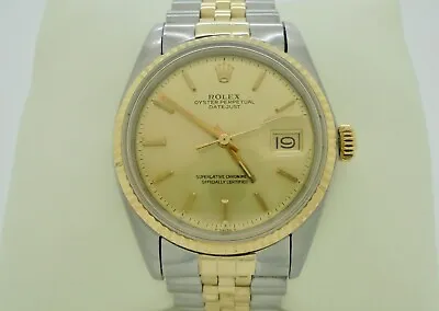 $8800 • Buy Authentic Rolex DateJust 1601 36mm Gold & Steel Jubilee Wristwatch C.1970*