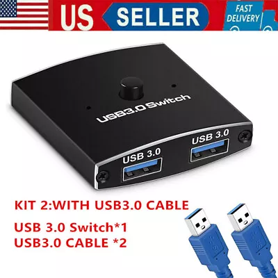 Mini 2-Port USB 3.0 Hub Splitter Bi-directional 2 In 1 Out 5Gbps Fast KVM Switch • $17.55