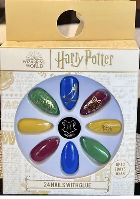 NEW Harry Potter Fake Artificial Nails Set Of 24 With Glue Hogwarts Houses • $27.33